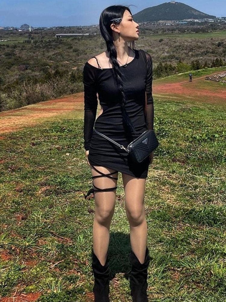 Trendy Y2K Knitted Irregular Dress - Coquette & Grunge Aesthetic for Chic Outfits