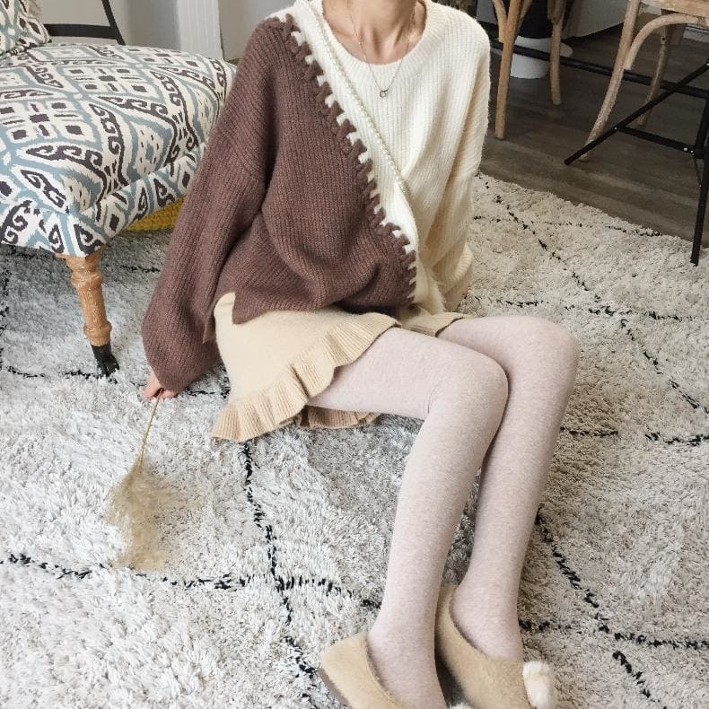 Trendy Y2K Patchwork Knitted Sweater - Cozy Aesthetic Top for Grunge & Coquette Styles