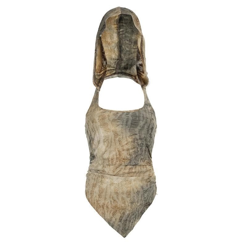 Trendy Y2K Tie-Dye Halter Hoodie - Cute Aesthetic Top for Coquette & Grunge Styles
