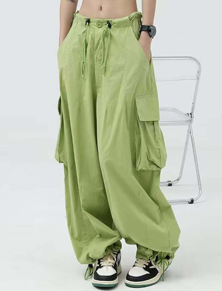Trendy Y2K Wide-Leg Cargo Pants - Comfy Parachute Style for Grunge & Coquette Aesthetics