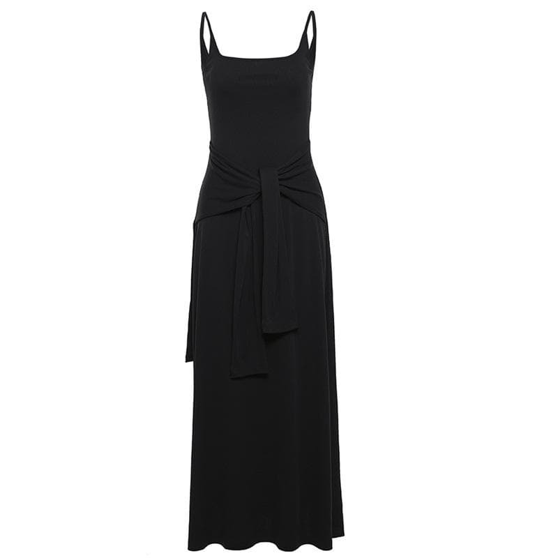 U Neck Knotted Backless Cami Maxi Dress - Y2K Aesthetic, Coquette Style, Cute Summer Outfit