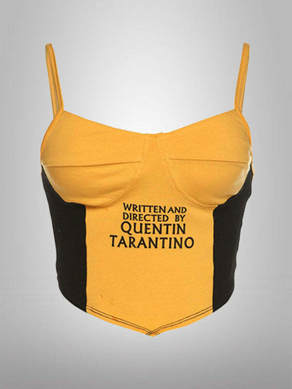 Unique Y2K Patchwork Yellow Top - Cute Aesthetic for Coquette & Grunge Styles
