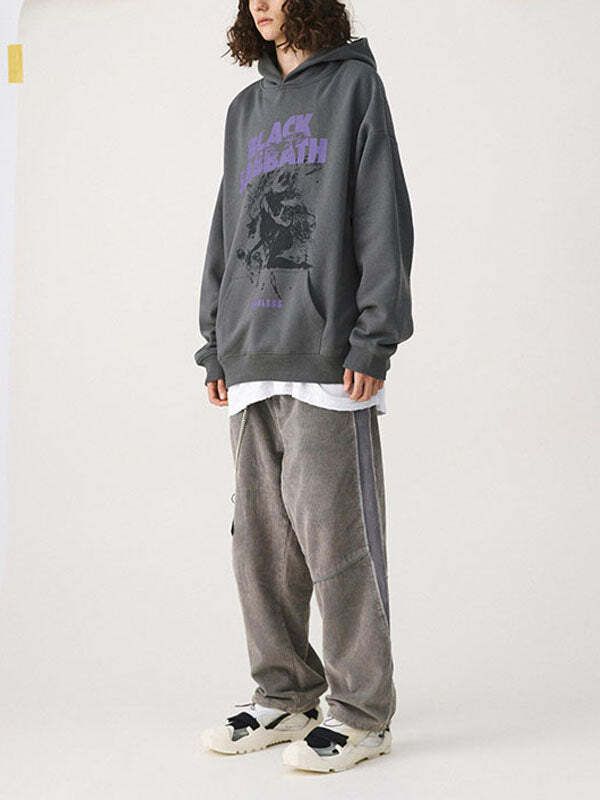 Vintage Black Sabbath Hoodie - Y2K Grunge Aesthetic, Comfy Oversized Style for Edgy Looks