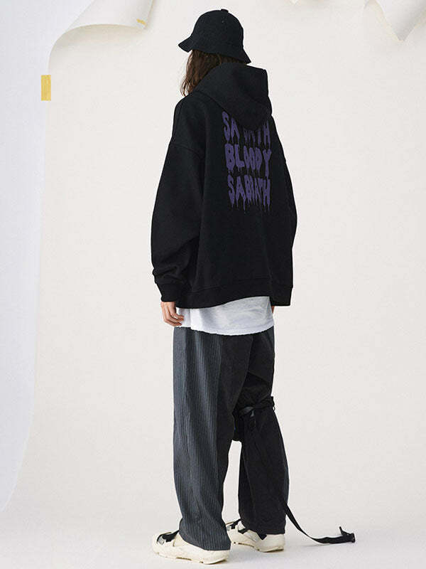 Vintage Black Sabbath Hoodie - Y2K Grunge Aesthetic, Comfy Oversized Style for Edgy Looks