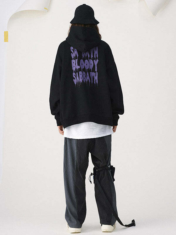 Vintage Black Sabbath Hoodie - Y2K Grunge Aesthetic, Comfy Oversized Style for Edgy Looks