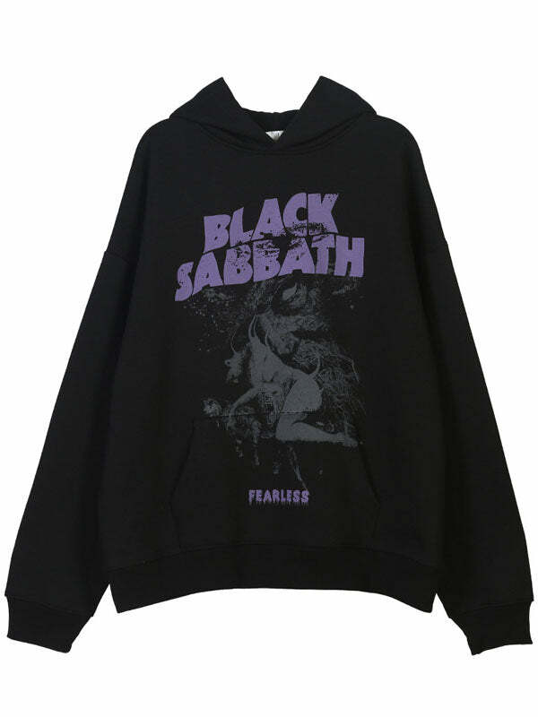 Vintage Black Sabbath Hoodie - Y2K Grunge Aesthetic, Comfy Oversized Style for Edgy Looks