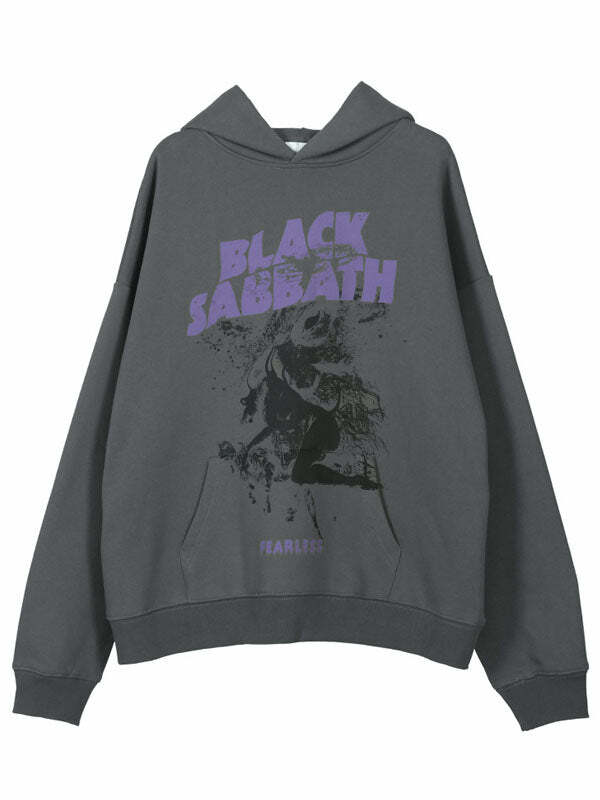 Vintage Black Sabbath Hoodie - Y2K Grunge Aesthetic, Comfy Oversized Style for Edgy Looks