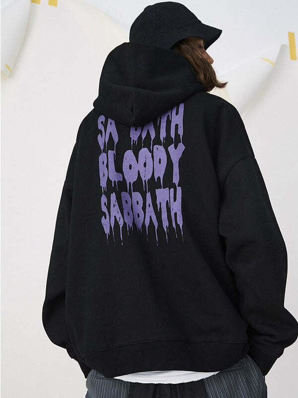 Vintage Black Sabbath Hoodie - Y2K Grunge Aesthetic, Comfy Oversized Style for Edgy Looks