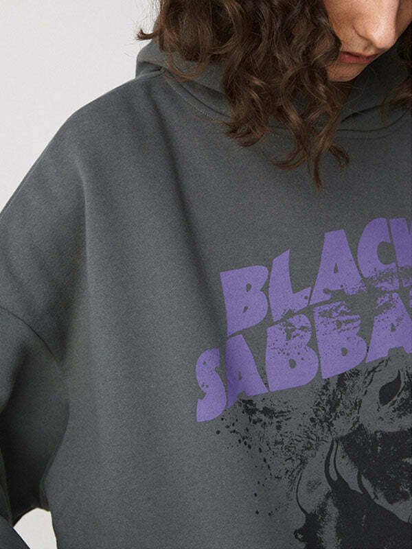 Vintage Black Sabbath Hoodie - Y2K Grunge Aesthetic, Comfy Oversized Style for Edgy Looks