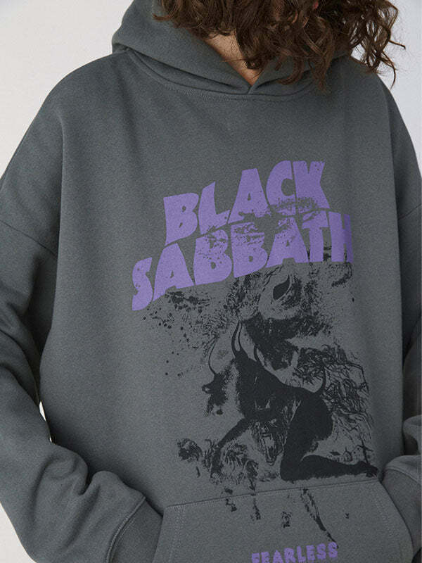 Vintage Black Sabbath Hoodie - Y2K Grunge Aesthetic, Comfy Oversized Style for Edgy Looks
