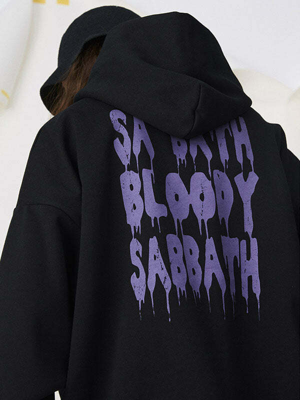 Vintage Black Sabbath Hoodie - Y2K Grunge Aesthetic, Comfy Oversized Style for Edgy Looks