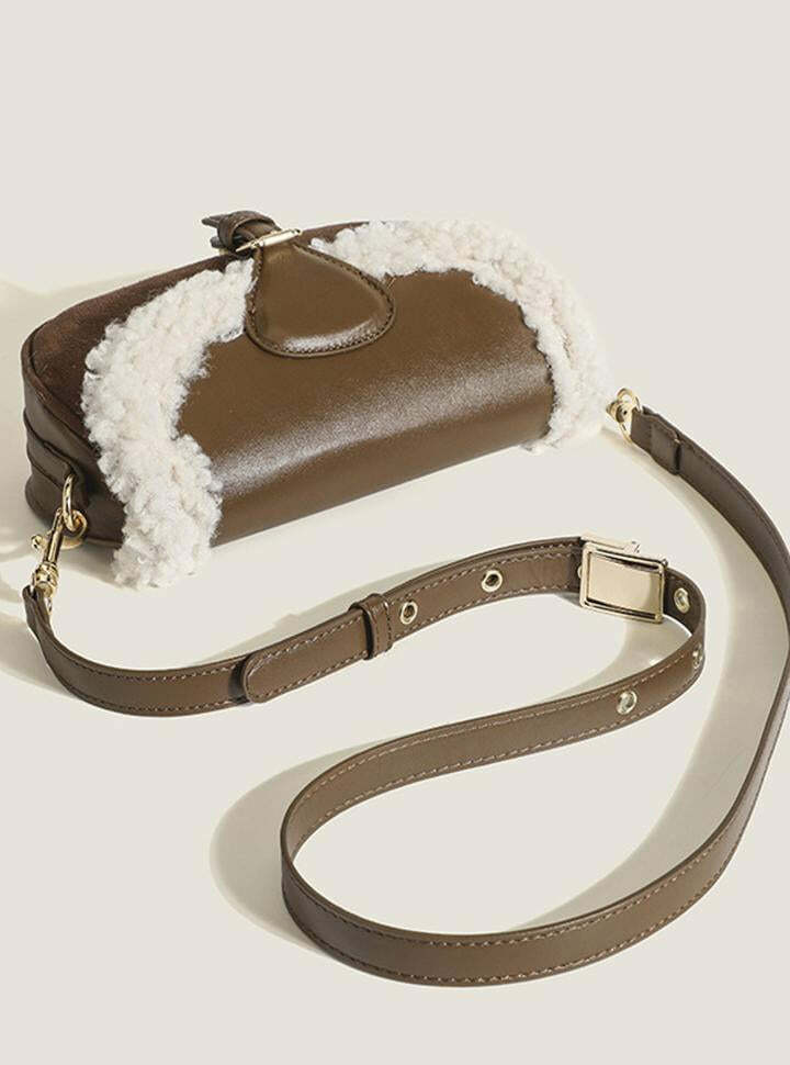 Vintage Lamb Wool Saddle Bag - Y2K Aesthetic, Coquette Style, Cute & Comfy Fashion Accessory