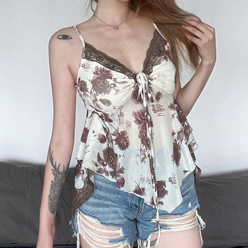 Vintage Y2K Aesthetic Tank Top - Cute Grunge Style with Coquette and Pastel Goth Vibes