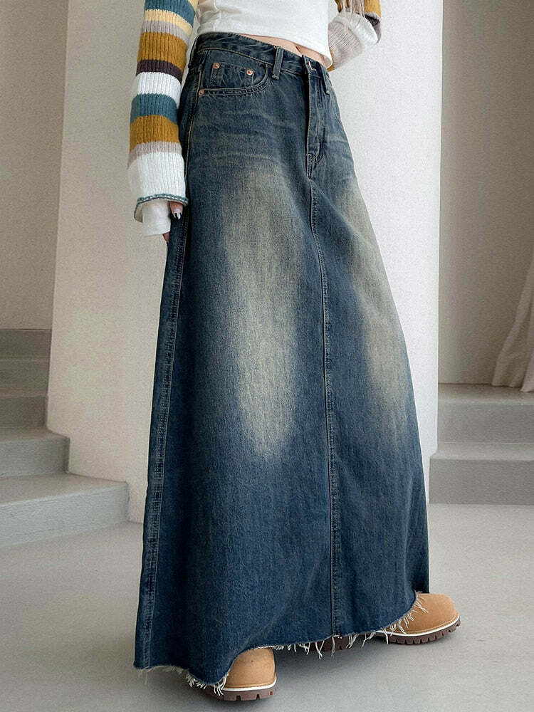 Vintage Y2K Harajuku Denim Skirt - Cute Cargo Style for Coquette & Grunge Aesthetics