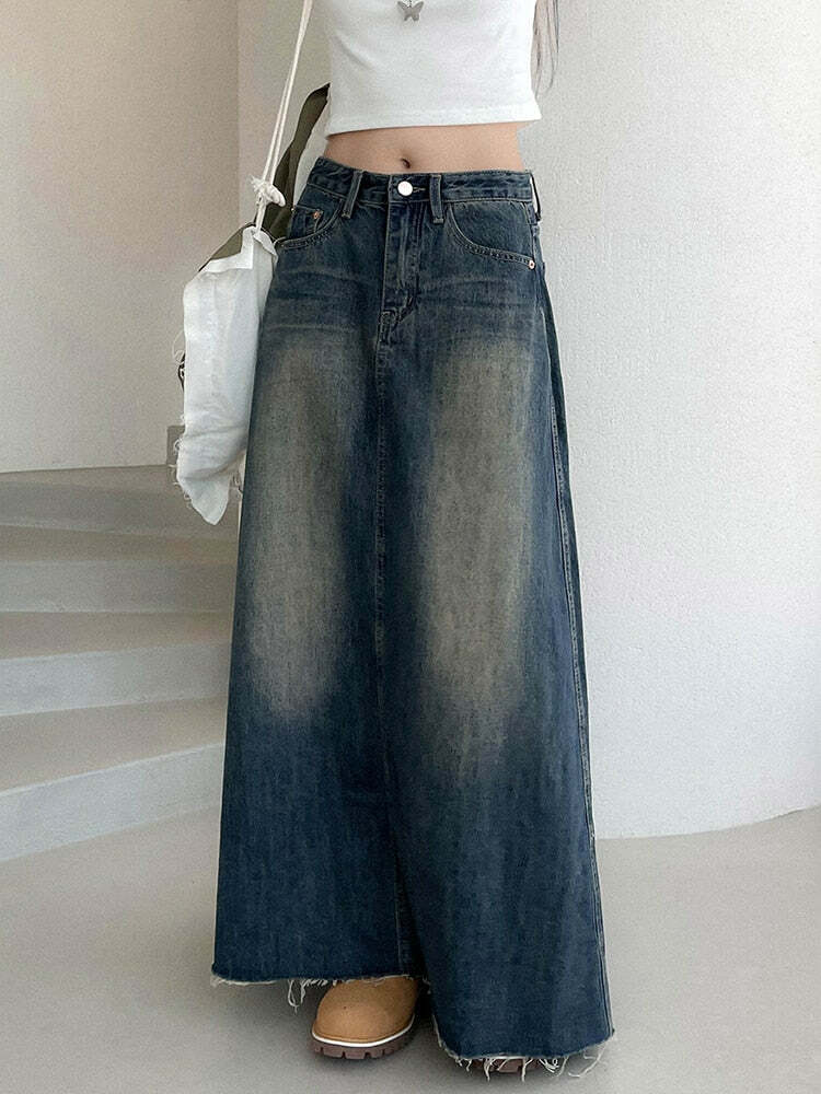 Vintage Y2K Harajuku Denim Skirt - Cute Cargo Style for Coquette & Grunge Aesthetics