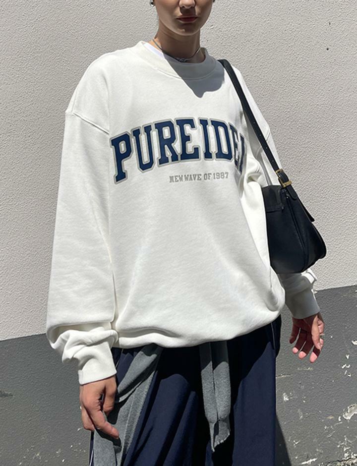 Vintage Y2K Letter Print Oversized Pullover Sweatshirt - Comfy Grunge Aesthetic Top