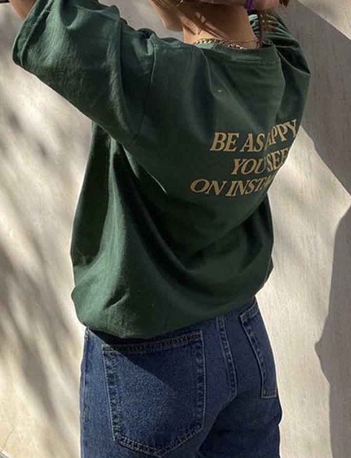 Vintage Y2K Letter Print Oversized T-Shirt - Cute Grunge Aesthetic Top for Comfy Style