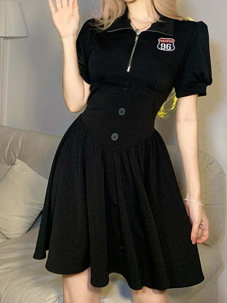 Y2K A-Line Streetwear Dress - Coquette & Grunge Aesthetic, Cute Casual Style, Comfy Fit