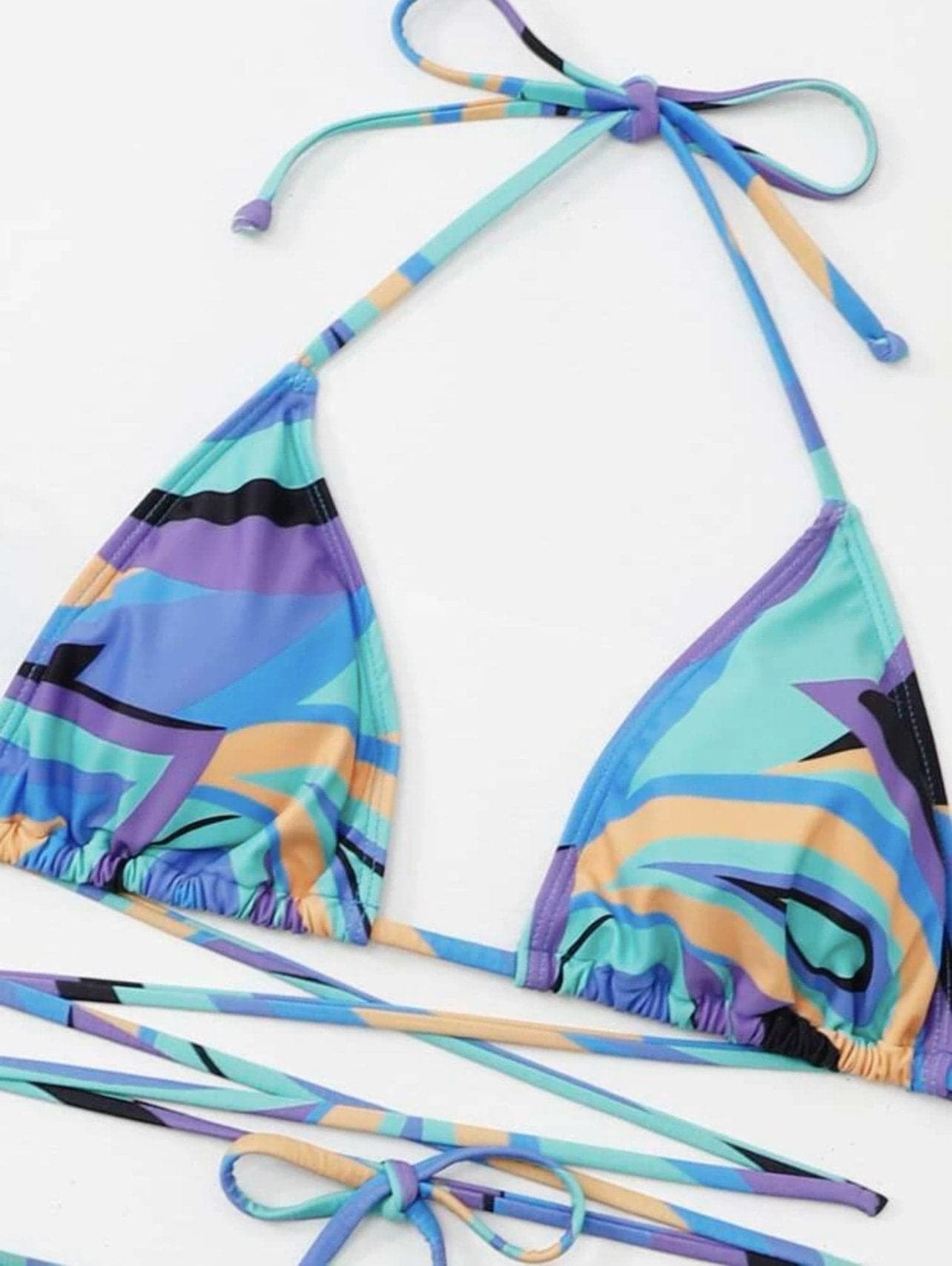 Y2K Aesthetic 3-Piece Swimwear Set - Cute Halter, Drawstring, Mesh Backless Design