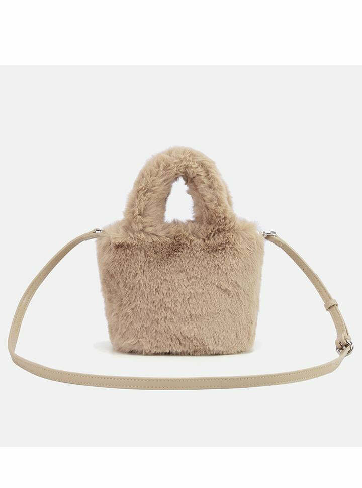 Y2K Aesthetic Alphabet Plush Bucket Bag - Cute Coquette & Grunge Style Accessory