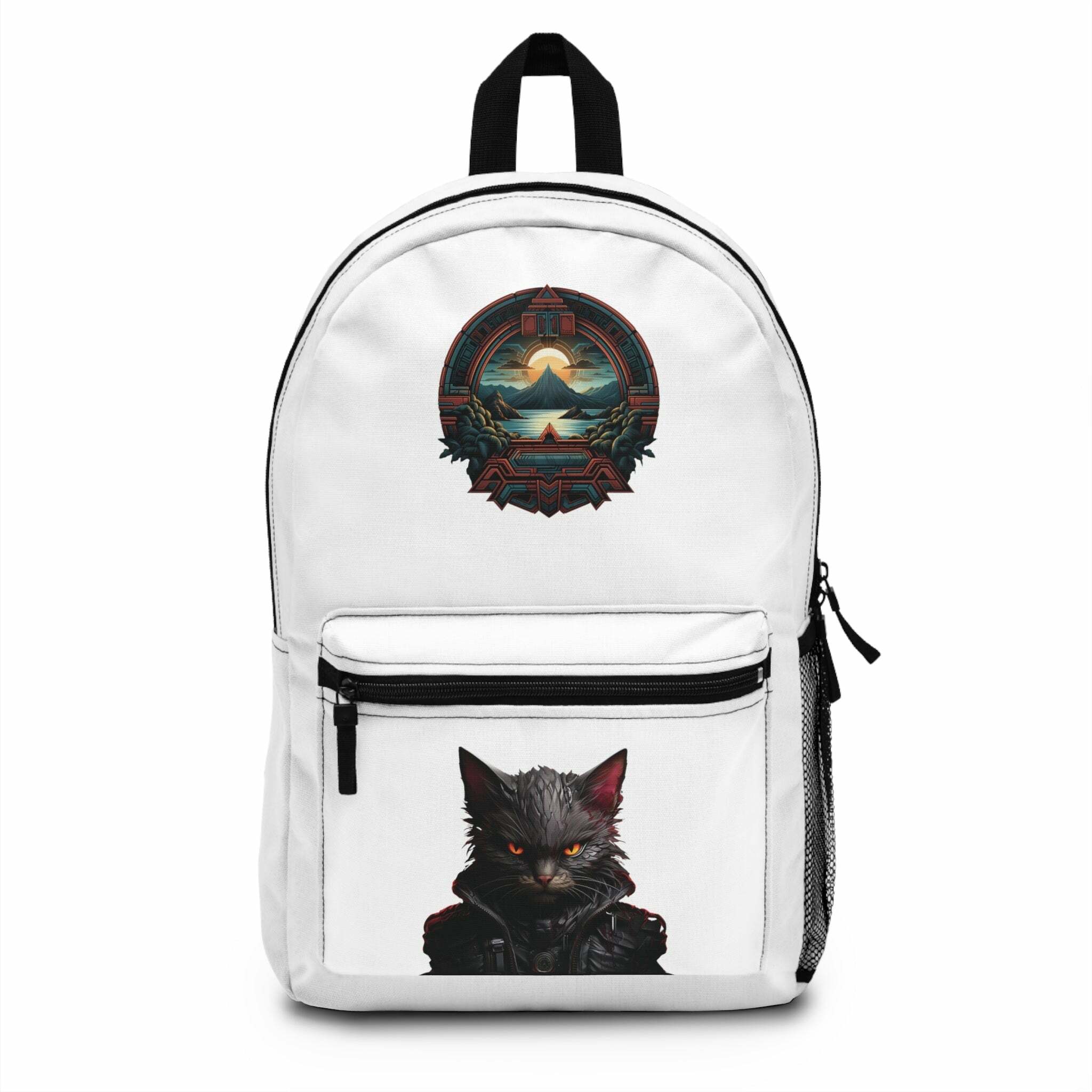 Y2K Aesthetic Angry Aztec Cat Backpack - Cute Coquette Style for Trendy Outfits