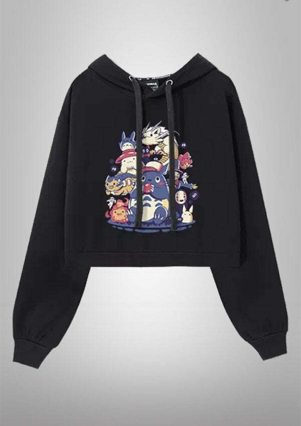 Y2K Aesthetic Anime Girl Hoodie - Cute Pastel Goth & Grunge Style Comfy Top