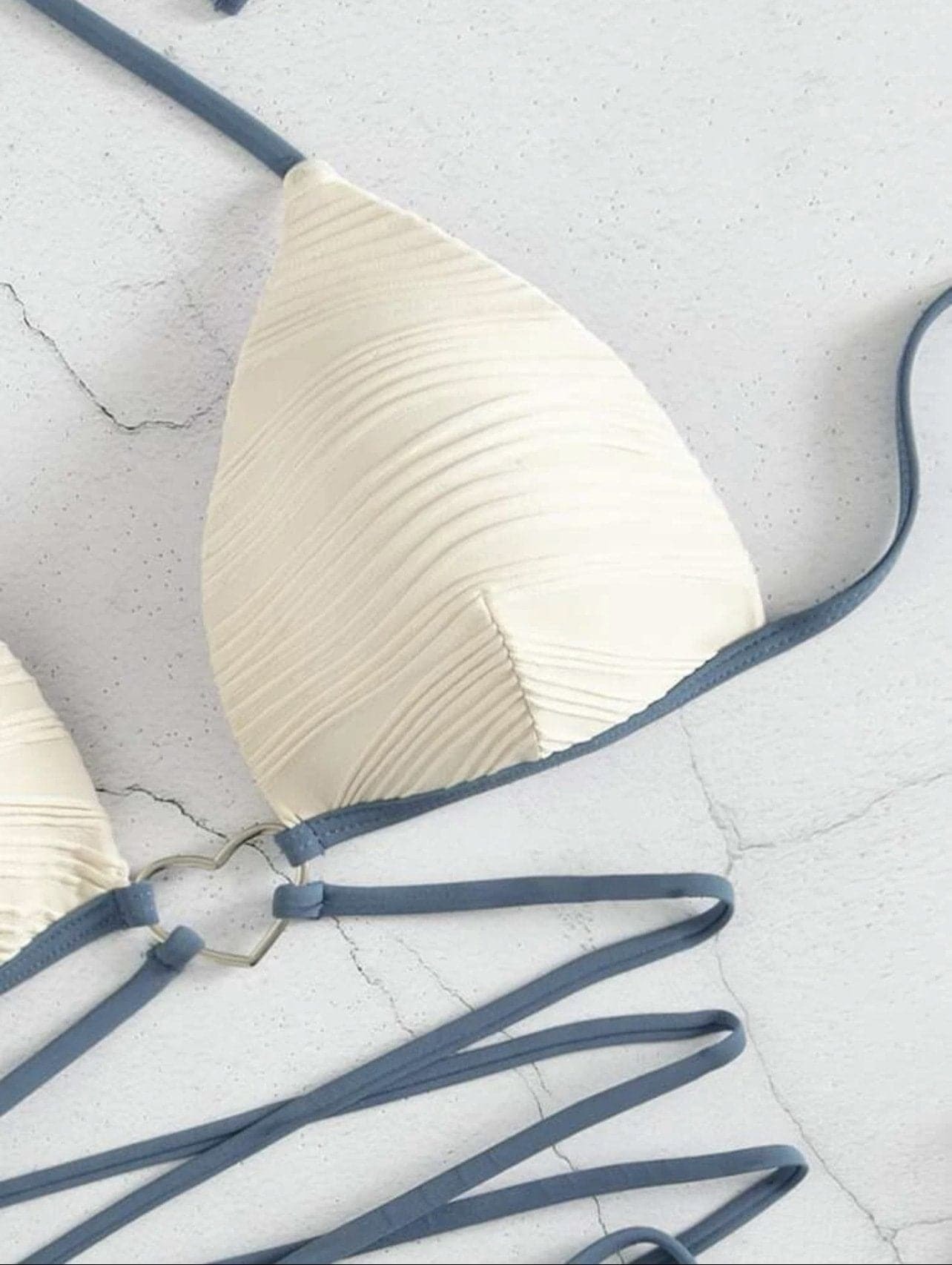 Y2K Aesthetic Backless Bikini Swimwear with Textured Halter and Cross Front Design