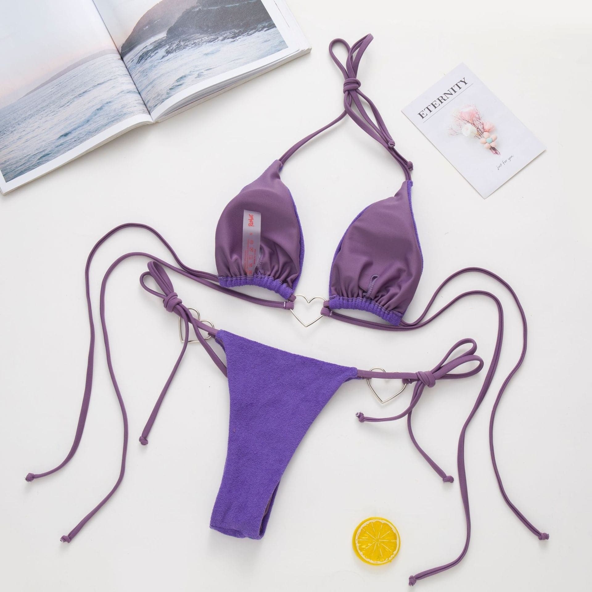 Y2K Aesthetic Backless Bikini with Self-Tie O-Ring Detail - Cute Swimwear for Summer