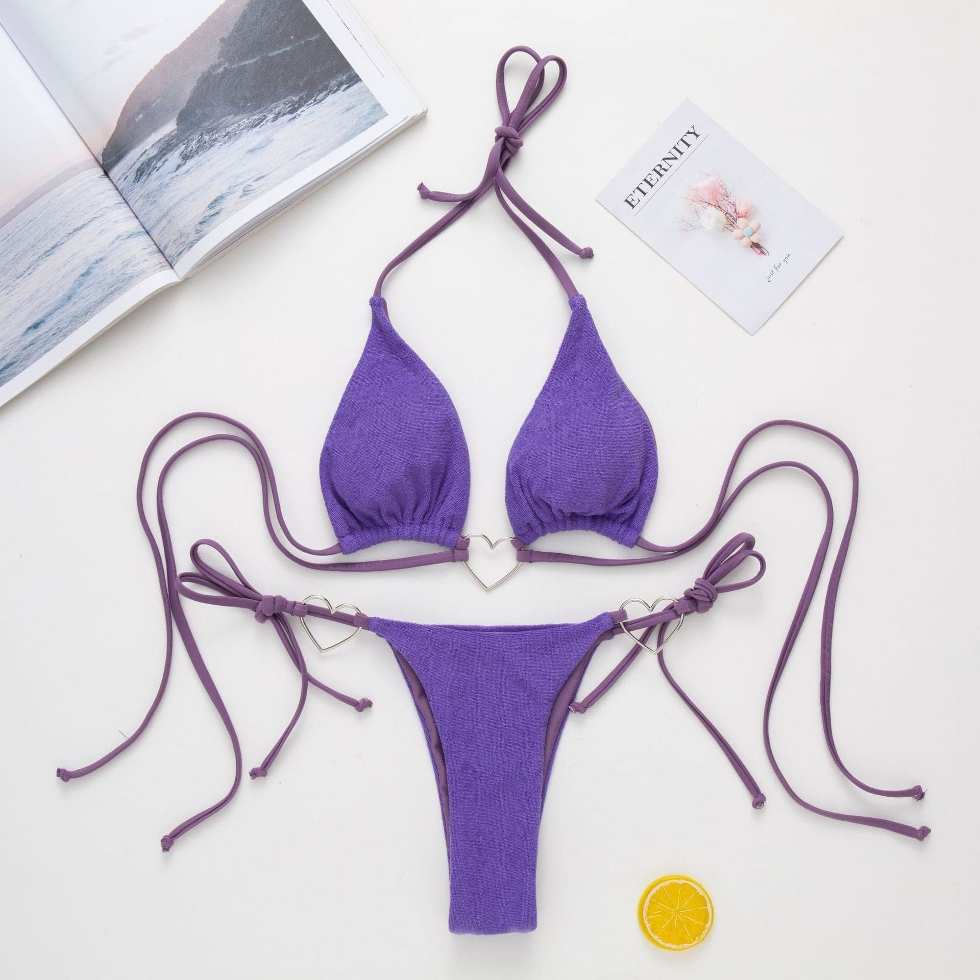 Y2K Aesthetic Backless Bikini with Self-Tie O-Ring Detail - Cute Swimwear for Summer