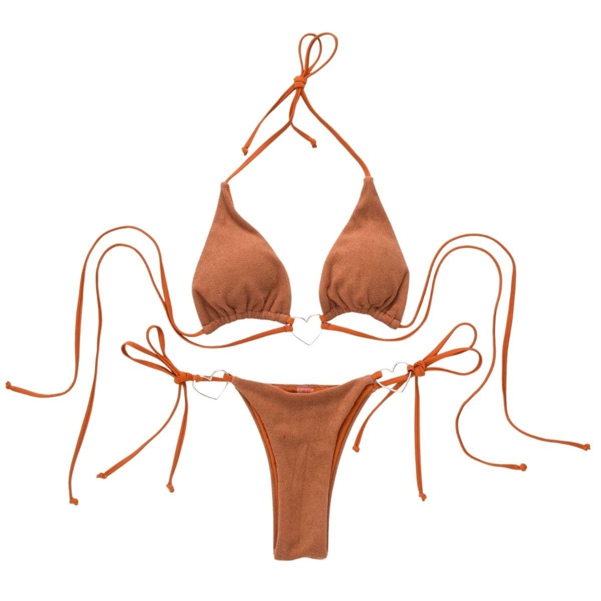 Y2K Aesthetic Backless Bikini with Self-Tie O-Ring Detail - Cute Swimwear for Summer