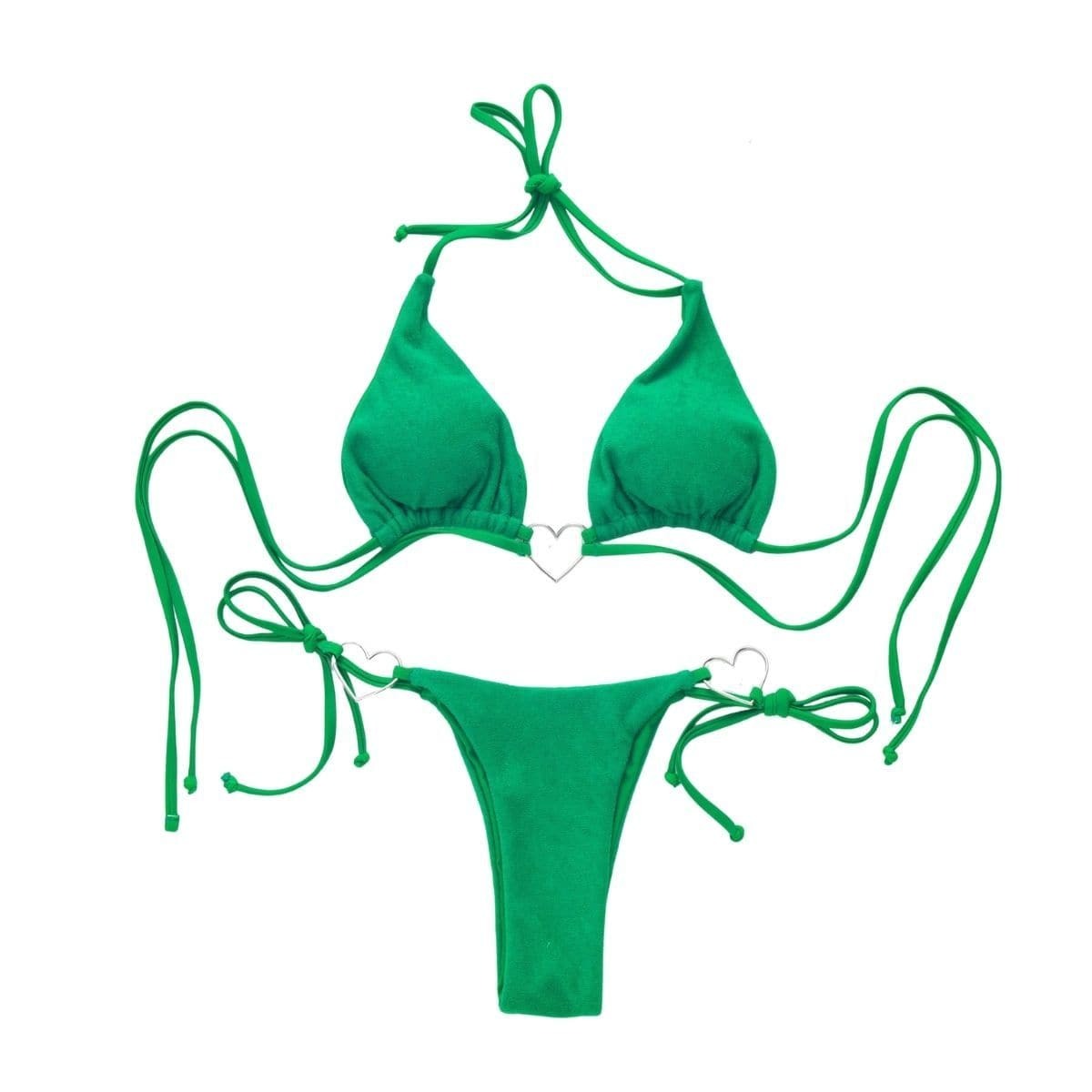 Y2K Aesthetic Backless Bikini with Self-Tie O-Ring Detail - Cute Swimwear for Summer