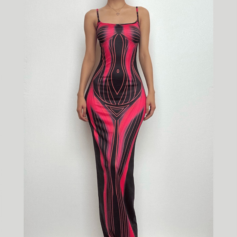 Y2K Aesthetic Backless Cami Maxi Dress - Cute Pastel Goth & Coquette Style Fashion