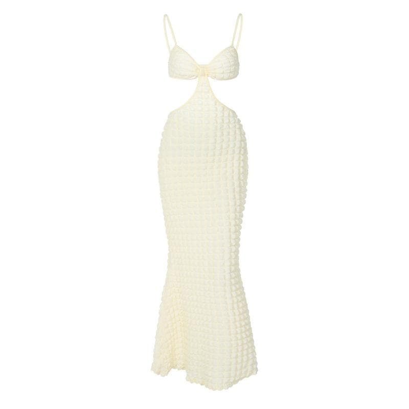 Y2K Aesthetic Backless Cami Midi Dress - Cute Cut Out Design for Coquette & Grunge Styles