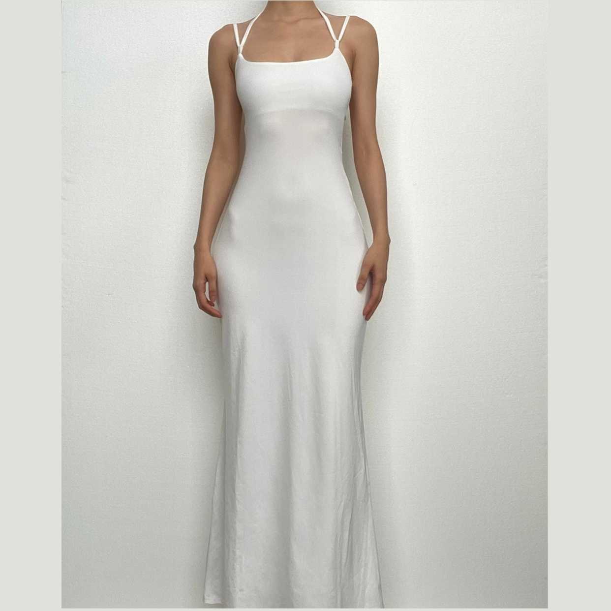 Y2K Aesthetic Backless Cut-Out Maxi Dress - Coquette Style Solid Cami for Trendy Looks