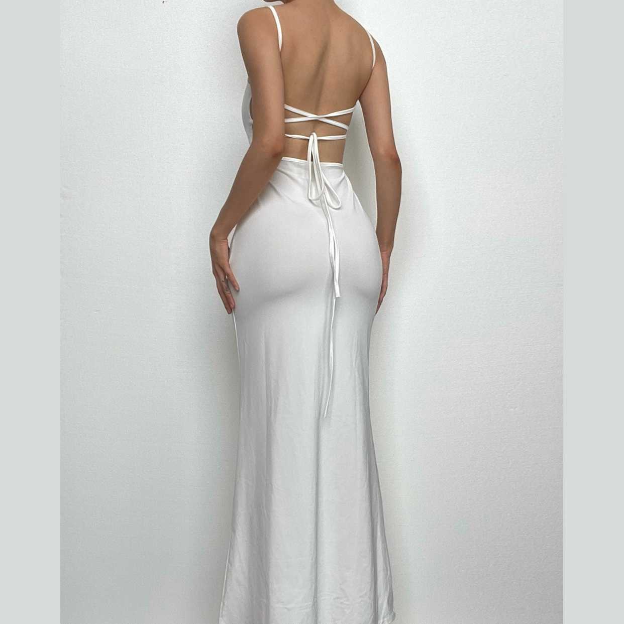 Y2K Aesthetic Backless Cut-Out Maxi Dress - Coquette Style Solid Cami for Trendy Looks