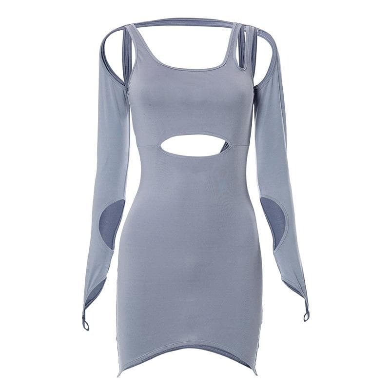 Y2K Aesthetic Backless Cut-Out Mini Dress with Hollow Out Design - Trendy Coquette Style