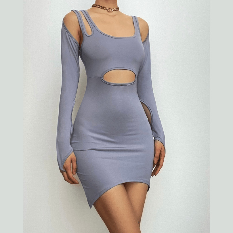 Y2K Aesthetic Backless Cut-Out Mini Dress with Hollow Out Design - Trendy Coquette Style