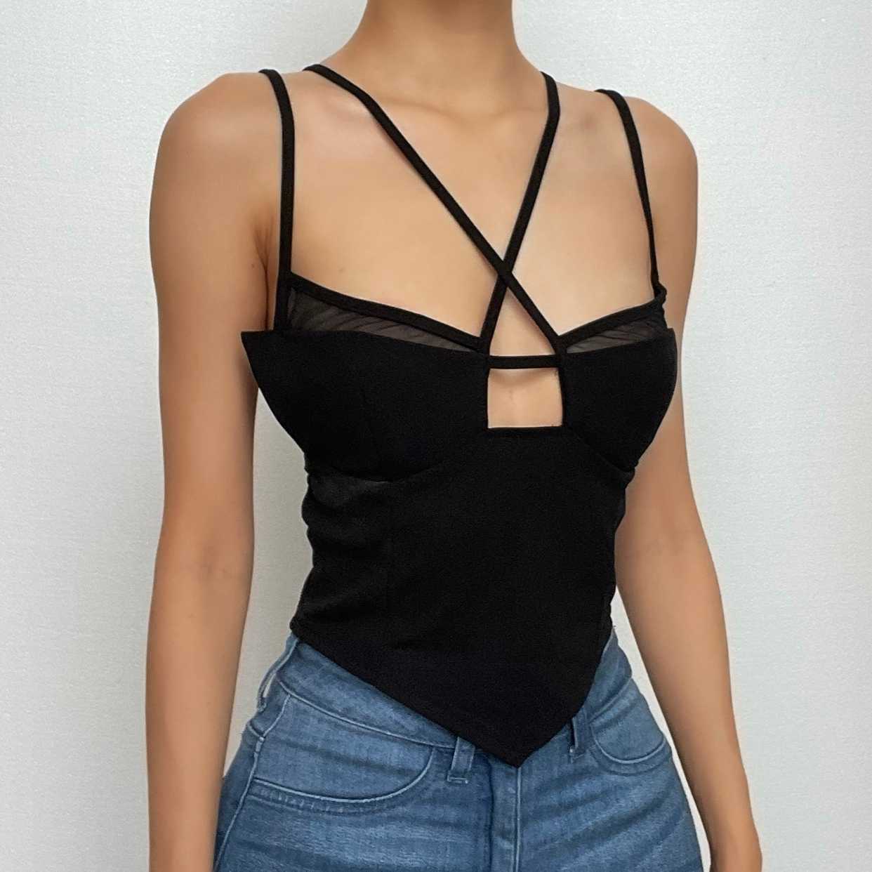 Y2K Aesthetic Backless Hollow Out Crop Top - Cute Coquette & Grunge Style Fashion