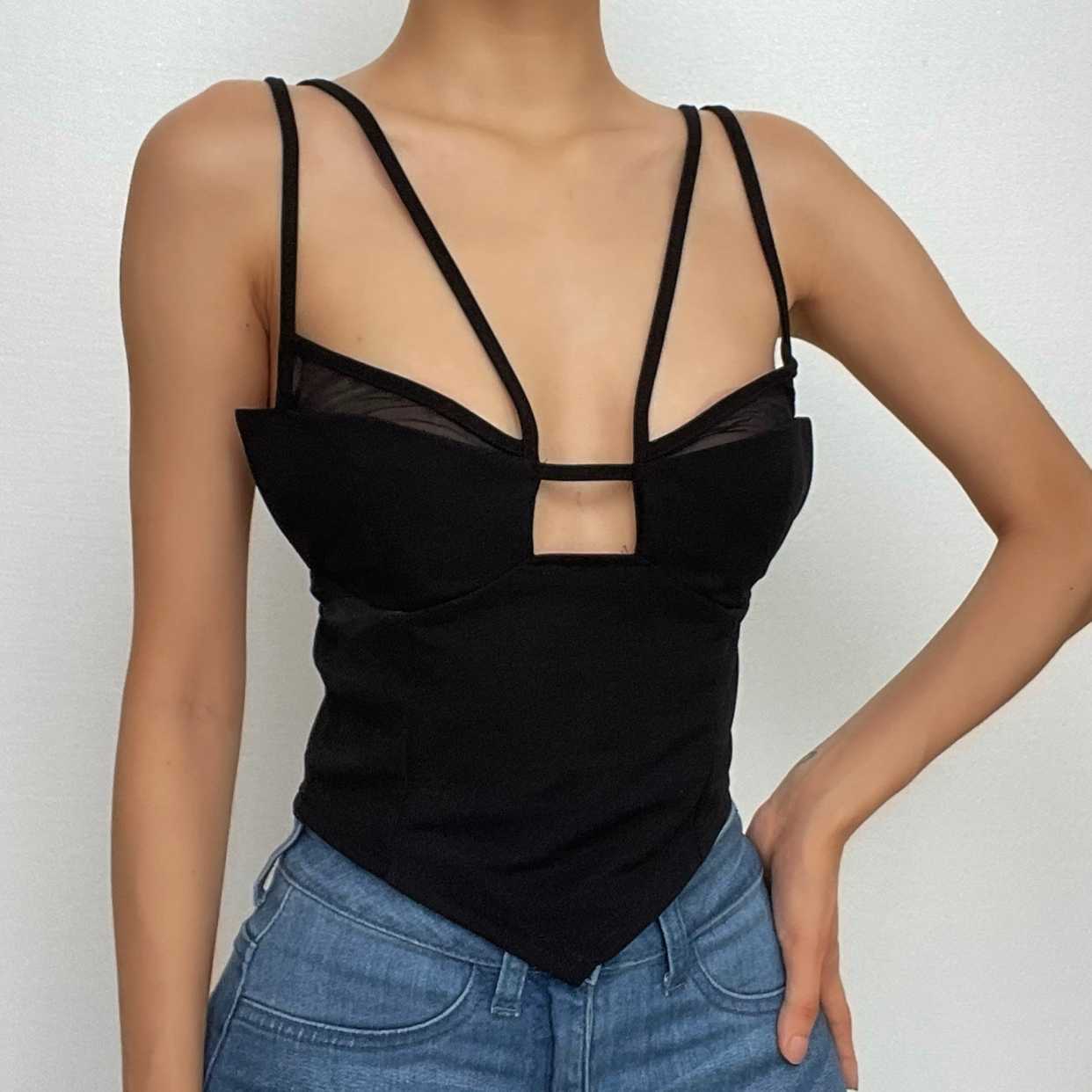Y2K Aesthetic Backless Hollow Out Crop Top - Cute Coquette & Grunge Style Fashion
