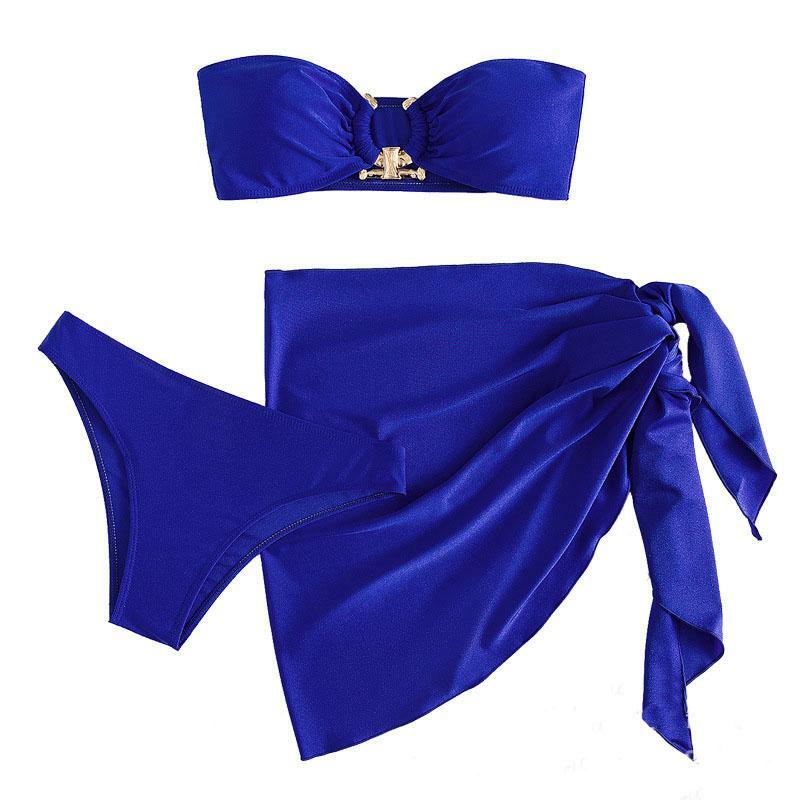 Y2K Aesthetic Backless Knotted Tube 3-Piece Swimwear Set - Cute & Comfy Summer Style