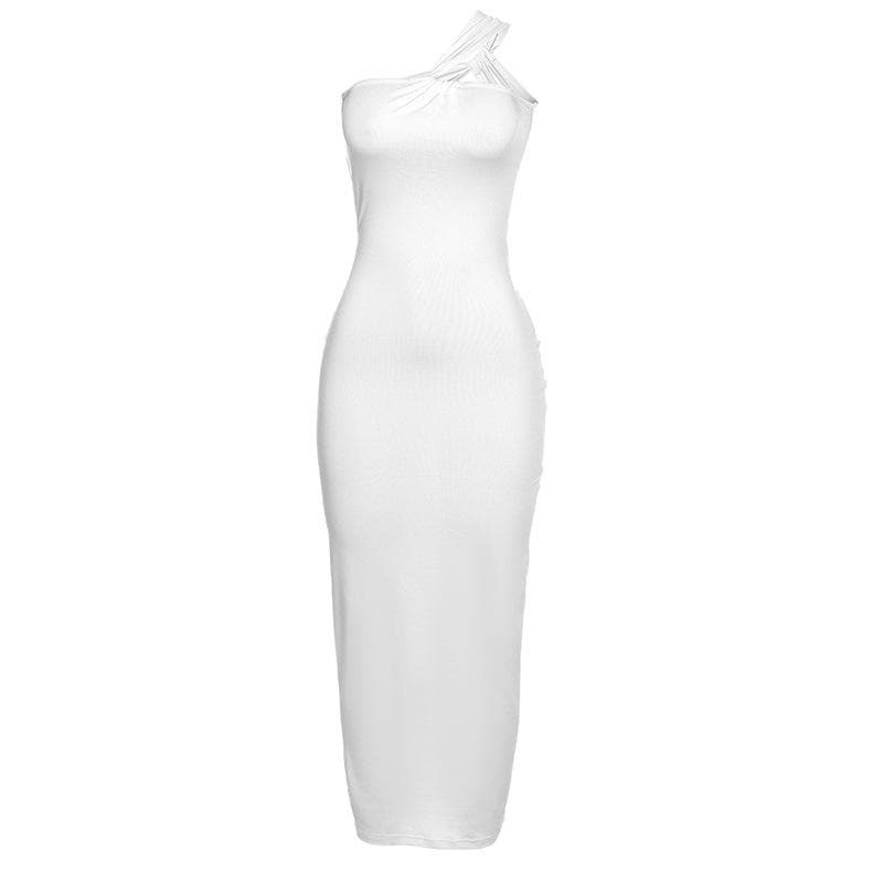 Y2K Aesthetic Backless Maxi Dress - Irregular One Shoulder Design for Coquette & Grunge Styles