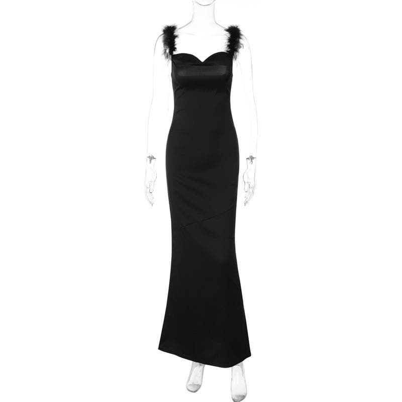 Y2K Aesthetic Backless Maxi Dress with Ruched Cowl Neck - Perfect for Coquette & Grunge Styles