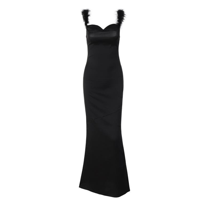 Y2K Aesthetic Backless Maxi Dress with Ruched Cowl Neck - Perfect for Coquette & Grunge Styles