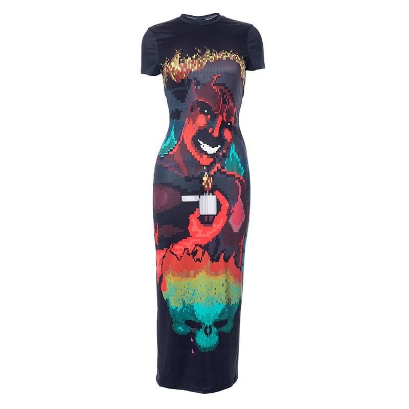 Y2K Aesthetic Backless Midi Dress - Cute Contrast Design for Coquette & Grunge Styles