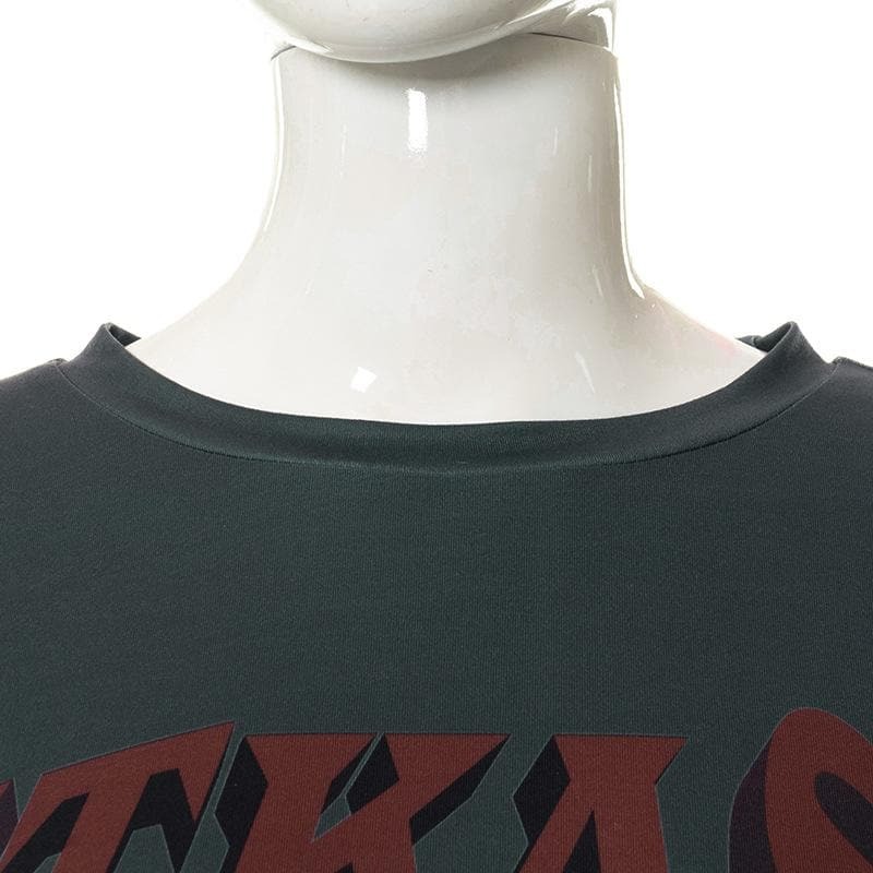 Y2K Aesthetic Contrast Print Short Sleeve Crewneck Tee - Cute Grunge & Coquette Style Top