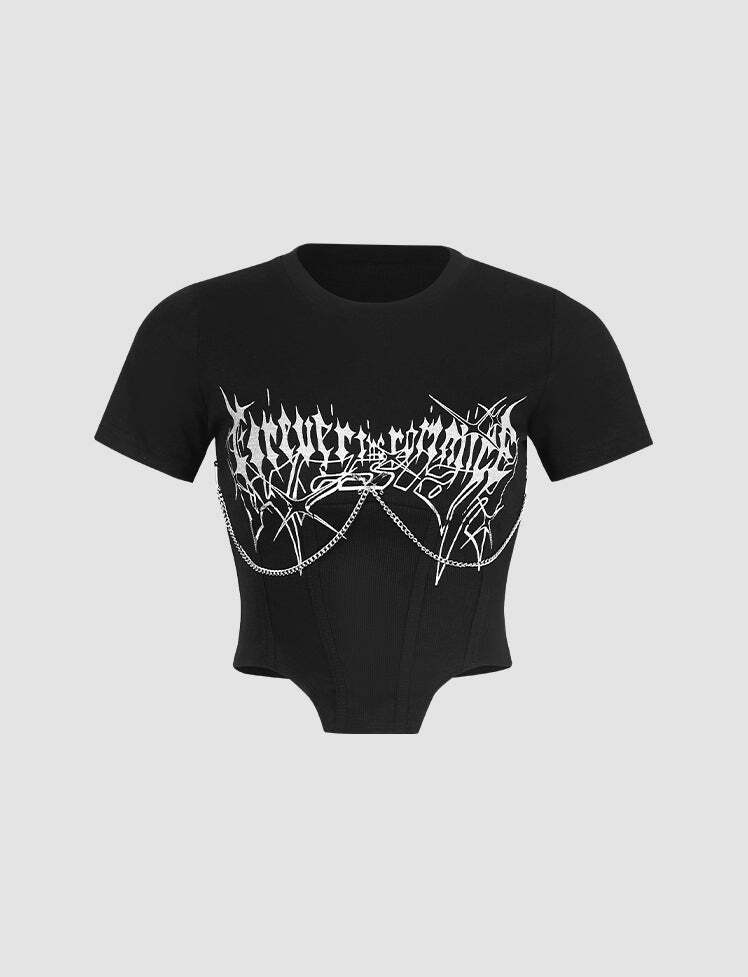 Y2K Aesthetic Corset Short Sleeve Top - Cute Grunge Style for Trendy Outfits