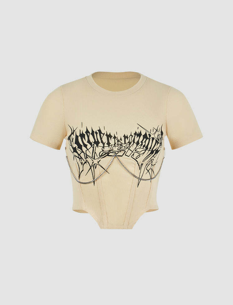 Y2K Aesthetic Corset Short Sleeve Top - Cute Grunge Style for Trendy Outfits