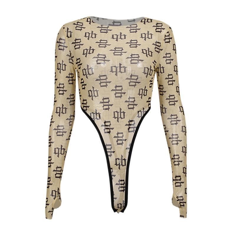 Y2K Aesthetic Crewneck Long Sleeve Bodysuit - Cute Tops for Coquette & Grunge Styles