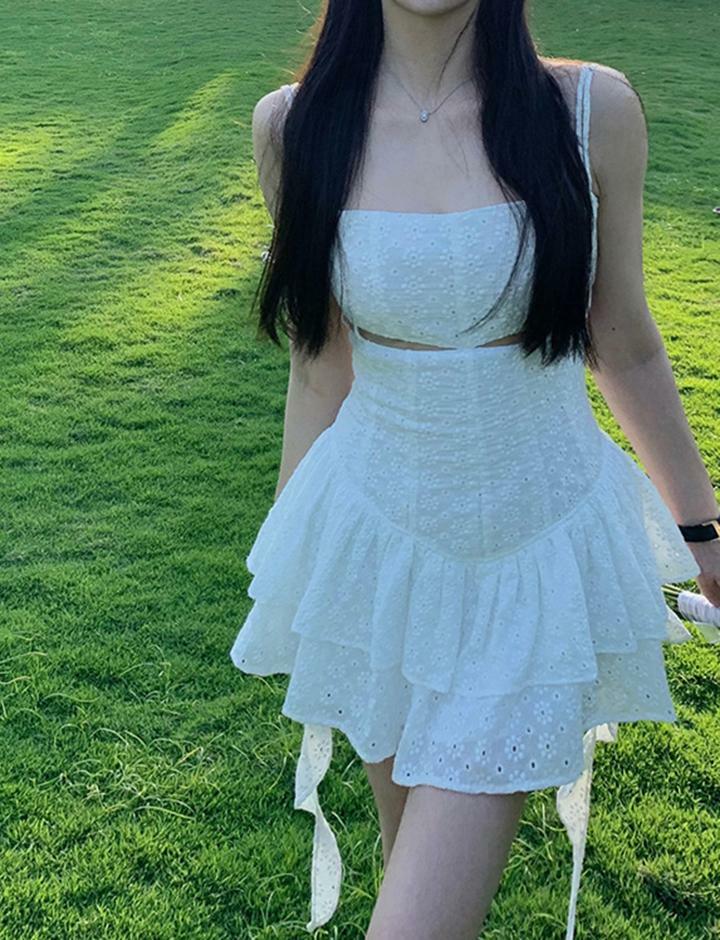 Y2K Aesthetic Hollow Embroidered White Dress - Cute Coquette Style for Summer Weddings