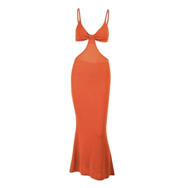 Y2K Aesthetic Hollow Out Cami Cut-Out Maxi Dress - Grunge & Coquette Style Fusion